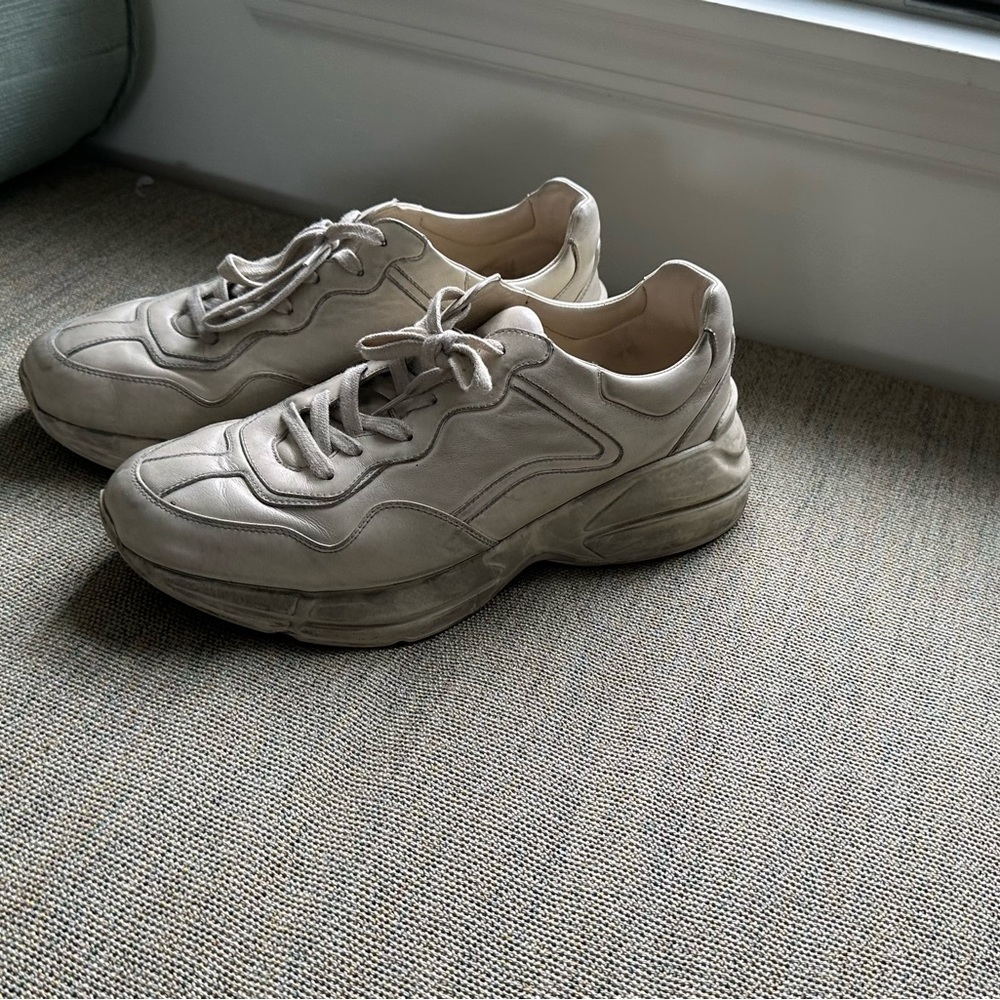 Gucci Rhyton Leather Sneakers in Ivory Size 11 | Color: Cream/White